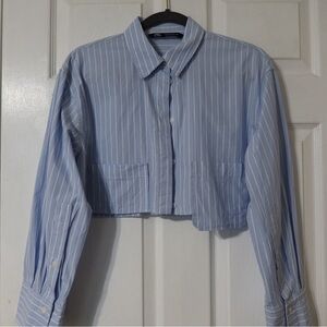 Zara Crop Poplin Shirt Striped